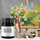 Black Gesso Primer For Acrylic Painting, 16.9Oz Non-Toxic Canvas Primer Gesso Surface Prep Medium