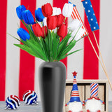 18 Pcs Patriotic Artificial Flower - Red, White, And Blue Artificial Tulips Fourth Of July Memorial Day Cemetery Flowers For Grave