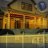 32.8 * 3.28Ft Large Size Solar Curtain Icicle Lights Outdoor, 8 Modes Outdoor String Icicle Curtain Lights, Solar Christ