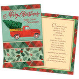 Grandson Christmas Card - Large Card Opens To 10" X 7.75" - Made In Chicago - Premium Envelope Included - Packaged In Extra Sturdy Mailer - Beautiful Vintage Art With Christmas Tree Truck - - 1003