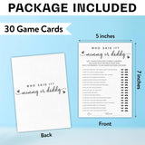 Baby Shower Games, Who Said It Mommy Or Daddy, Double-Sided Filling White Minimalism Game Cards, Baby Shower Activity, Party Supplies & Decorations, Set Of 30 -A03