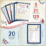 145 Pieces Nautical Baby Shower Games With 5 Games Set And 20 Pencils Baby Shower Games Activities Includes Baby Descriptions Predict Who Price Is Right Word Scramble For Baby Shower Party