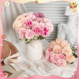 Artificial Flowers Spring Decor - 12 Bundles Faux Silk Mums Uv Resistant Chrysanthemums Bouquet Kiku Flowers For Wedding, Home, Outdoor Summer Table Vase Arrangement