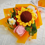 Crochet Flowers Bouquet, Knitted Sunflower For Mothers' Day, Handmade Artificial Flowers Bouquet Home Decor Gift For Women Father Christmas, Birthday Wedding Teacher’S Day Graduation