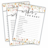 Wishes For Baby Game Kit For Baby Shower - Floral, Wild Flower Spring Theme - 30 Fill In Game Cards & 1 Answer Card For Baby Shower, Funny Gender Reveal Party Favor, Activity & Supplies - B05