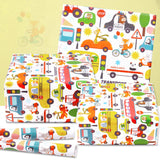 Birthday Wrapping Paper For Kids Boys Girls, Animal Transport Design Gift Wrapping Paper, Cartoon Animals 6 Sheets Folded Flat 20X28 Inches Per Sheet For Birthday Baby Shower