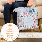 Large Landscape Gift Bag For Moms W/Greeting Card & Tissue Paper Set: More Precious Than Rubies - Prov. 3:15 Inspirational Bible Verse For Mother'S Day, Birthdays, Blue/Pink, Large