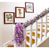 Artificial Flowers Garland 2Pcs Purple Artificial Silk Morning Glory Vine Artificial Flowers Hanging Eucalyptus Garland For Wall Fence Arch Uv Protected Indoor Outdoor Decor