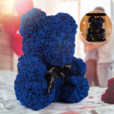Rose Teddy Bear, 10 Inch Flower Bears With Lights, Artificial Foam Floral Gifts For Valentines Day Mothers Day Christmas Wedding Anniversary Birthday Home Bedroom Office Decor (A-Royal Blue)