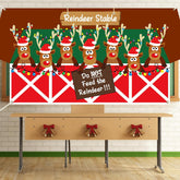 Christmas Backdrop Decorations Reindeer Stable Background Sign Xmas Elk Banner Merry Christmas Photo Background For Winter Holiday Birthday Home Party Indoor Outdoor Supply Window Door Decor