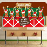 Christmas Backdrop Decorations Reindeer Stable Background Sign Xmas Elk Banner Merry Christmas Photo Background For Winter Holiday Birthday Home Party Indoor Outdoor Supply Window Door Decor