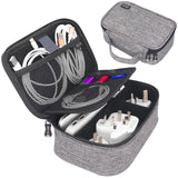Travel Electronics Organizer Small Carrying Case For Cables Phone Chargers Usb Plugs Power Cords Earbuds Adapter Tech Accessories Pouch -Grey