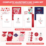 8 Pack Foiled 4X6In Valentine Cards For Adults With Envelopes And Stickers, 8 Fun And Elegant Designs For Loved Ones, Family, Friends With Printed Message Inside, Gifting & Mailing