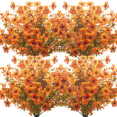 10 Bundles Artificial Fall Flowers Outdoor Uv Resistant Fake Flowers
