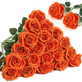 Fake Roses ??????????, 4In ?????? ???????????? Flower Head, Fall Orange Roses Artificial Flowers With Stems For Wedding Decorations, Silk Roses Bulk For Diy Home Party Decor