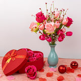 Valentine Centerpiece Table Decorations 10 Pcs Romantic Valentines Day Flowers Artificial Red Pink Valentine Flowers With Faux Tulips Roses For Flower Arrangement Vase Wedding Tablecenter