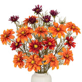 Artificial Daisies Orange Flowers Stems 5 Pcs Fake Gerbera Daisies Long Bouquet Faux Florals Gradient 27.5" Boho Decor For Home Table Wedding Centerpieces Thanksgiving