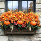 12 Bundle Artificial Mums Artificial Thanksgiving Flowers For Outdoors Fake Silk Bouquet Faux Plants Uv Resistant For Autumn Outside Indoor Boxwood Yard Home Garden Patio Decor (Orange)