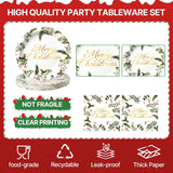 50Pcs Christmas Paper Plates And Napkins Disposable Paper Plates For Christmas Party Supplies