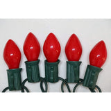 Old Fashioned Ceramic C7 Christmas Tree Lights - Vintage Christmas Lights - 25 Ft - Red Christmas Lights With Green Wire