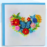 Quilling Cards, Handmade Card, Quilled Cards For Women Card All Occasions: Mother'S Day, Father'S Day, Birthday Card... Flower Heart Design Wtih Blue Butterfly