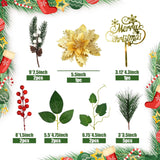 Merry Christmas Cake Topper With Artificial Pine Needles, Cones, And Berries For Theme Party Decorations Supplies