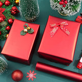 Metallic Red Wrapping Paper Roll With Cut Lines - Solid Red Holiday Gift Wrap For Graduation, Christmas, Birthdays, Baby Shower, Wedding - 17.5 In X 33 Ft (48 Sq. Ft), Easy To Cut