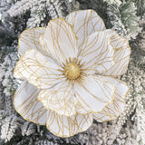 Store Christmas Poinsettia Artificial Velvet Magnolia Flower White And Gold Floral Picks Stems For Christmas Tree Decoration Pack Of 6 For Xmas Tree Wedding Centerpiece