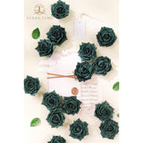 Peacock Green Flowers Artificial 16Pcs Real Looking Foam Fake Roses With Stems For Diy Wedding Bouquets Baby Shower Centerpieces Arrangements Mothers Day Party Tables Decorations