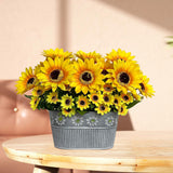 Artificial Sunflower Arrangement In Metal Basket – Realistic Faux Sunflower Plant With Eucalyptus Leaves And Mini Flowers, Artificial Flowers Table Centerpiece Décor, 11" Tall