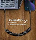 2 Pack Coiled USB C to USB C Cable 3FT Fast Charging Car Charger Cord for iPhone 17 16 15 Samsung Galaxy S23