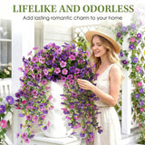 Artificial Flowers For Outdoors, 2Pcs Realistic Faux Hanging Plants Uv Resistant Fake Silk Mums Spring Summer Flowers For Porch Garden Balcony Patio Yard Home And Farmhouse Planter