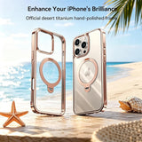 Glossy Gold iPhone 16 Pro Max Case with 360 Spin Magnetic Stand