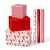 Red Star Stripe Foil Gift Wrapping Paper Roll For Women Valentine'S Day Wedding Birthday Christmas Anniversaries, 3 Mini Rolls, 17 Inch X 9.8 Feet Per Roll