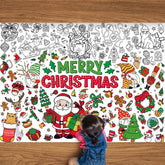 Christmas Giant Coloring Poster With 12 Painting Pens, 43.3X31.5In Merry Christmas Large Coloring Banner Tablecloth Xmas Crafts For Kids Party Supplies Holiday Activities