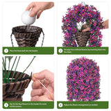 Artificial Flowers Plants For Outdoor With Basket, 4Pcs Silk Hanging Faux Flowers Long Trailing Vines For Outside Home Porch Patio Decoration, Fuchsia & Purple