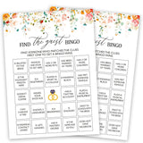 Bridal Shower Bingo Games, Find The Guest Bingo, Spring Floral Bridal Shower Party Game Cards For Wedding Engagement Bachelorette, Fall Bridal Shower Decor Favors Supplies, 25 Game Cards Included -09