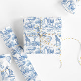 Blue And White Wrapping Paper -Mini Roll- 17 In X 32.8 Ft Jungle Animal Gift Wrap Paper For Holiday Birthday Baby Shower Party Wrapping Supplies