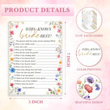 Wildflowers Wedding Games Cards, Who Knows Bride Best Games, Spring Flowers Theme Bridal Shower Game, Bachelorette Party Supplies Engagement Party Favors, Boho Bridal Shower Decorations -06