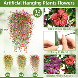12 Pack Artificial Hanging Flowers Plants For Outdoors 30 Inch Uv Resistant Fake Plastic Faux Artificial Plants Bulk For Planter Porch Patio Yard Garden Wedding Wall Indoor