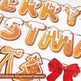 Merry Christmas Banners Gingerbread Theme, Pre-Strung Xmas Party Decorations, With 20 Pcs Gingerbread Men Hanging Swirls For Office Celebrations, School Events, Home Holiday Indoor Decor