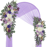 Wedding Arch Flowers Pack Of 2 Artificial Silk Large Flower Swag Purple Welcome Sign Floral Swag Reception Backdrop Floral Decor For Wedding Party Ceremony (Lilac & White)