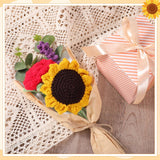 Crochet Flower Bouquet Handmade Crochet Sunflowers Gift Lavender Rose Knitted Eternal Artificial Flowers For Wife Women Valentine'S Day Mother'S Day Birthday Wedding Anniversary