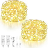 2 Pack 16.4FT Rechargeable LED Fairy Lights Battery Operated Warm White Twinkle String Lights for Bedroom Christmas Holiday Party Home Decor