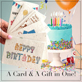 Happy Birthday Card Set - 6 Seed Paper Greeting Cards With Envelopes - 4X6 Inches - Eco-Friendly Wildflower Birthday Postcards - Biodegradable Birthday Card Pack