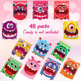 48 Pcs Valentine'S Day Candy Cards Holder Gifts Funny Exchange Treat Cards For Valentine Day Party Favor Supplies(Monster Style)