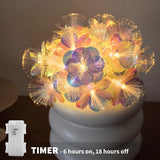 Fiber Optic Flower String Lights Battery Operated With Timer, 6.5Ft 10 Led Flower Garland Lights Fairy Lights For Room T