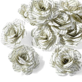 12 Pcs Handmade Rose Paper Flowers, Made From English Book Pages Literary Gifts For Book Lovers' Anniversaries, Birthdays, Weddings, And Various Party Gifts (3 Inches,Beige Color)