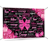 Breast Cancer Awareness Banner Backdrop Pink Ribbon Banner Decor 6x3.6ft