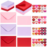 60 Set Blank Note Card Diy Greeting Cards With Mini Envelopes Matching Color Envelopes Gift In 3 Colors And Love Stickers Heart Sticker For Valentines Day Anniversary, 4 X 2.7 Inch